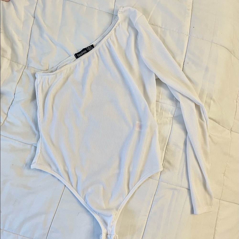 White one shoulder bodysuit